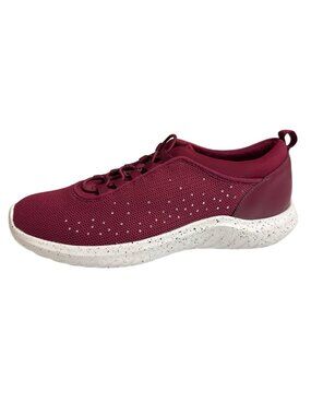 Clarks Womens Nova Step Sneakers Sz 7.5 Burgundy Red Embellished Knit Slip On